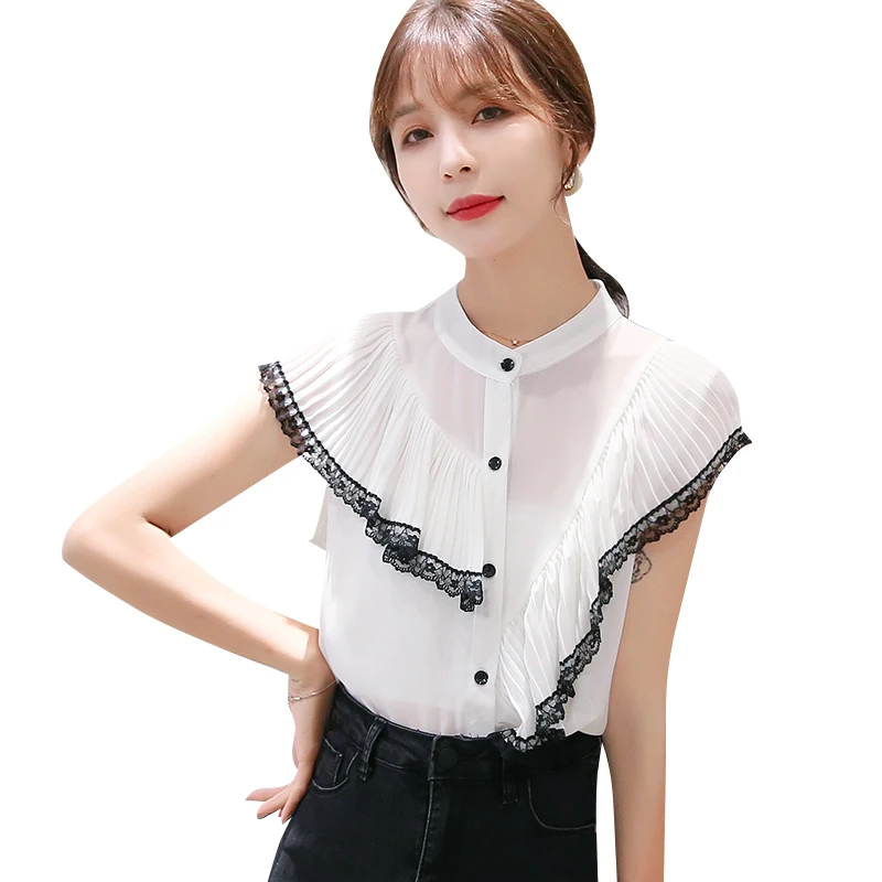 lace up summer Women's Clothing Korean style sweet Blouses oversize chiffon shirts Ladies ruffles white tops fashion brand new
lace up summer Women's Clothing Korean style sweet Blouses oversize chiffon shirts Ladies ruffles white tops fashion brand new