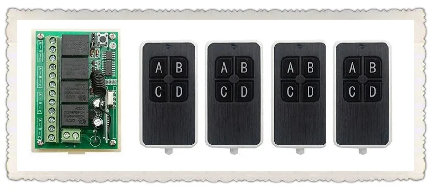 JRLJEKEE New DC12V 4CH RF Wireless Remote Control System teleswitch 4 transmitter and 1 receiver universal gate remote control
JRLJEKEE New DC12V 4CH RF Wireless Remote Control System teleswitch 4 transmitter and 1 receiver universal gate remote control