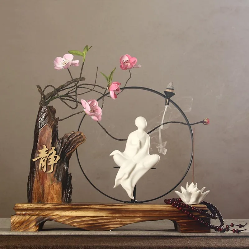 Creative Ceramic Zen Buddha Incense Burner Stick Holder Backflow Cone Incense Base Chinese Style Desktop Decoration Aroma Burner
Creative Ceramic Zen Buddha Incense Burner Stick Holder Backflow Cone Incense Base Chinese Style Desktop Decoration Aroma Burner