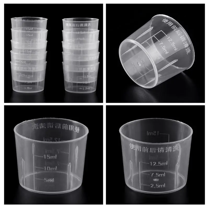 10Pcs 15ml Clear Plastic Measuring Cup Graduated Measure Beaker Measuring Medicine Cups For Lab
10Pcs 15ml Clear Plastic Measuring Cup Graduated Measure Beaker Measuring Medicine Cups For Lab