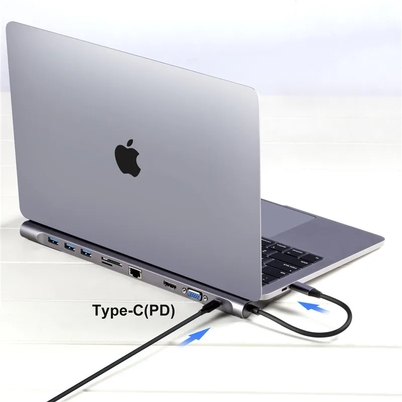 LHMZNIY type C USB концентратор конвертер док станция 10в1 4KHDMI двойной экран USB3.0 VGA RJ45