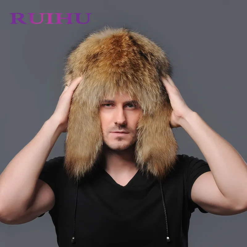 Ruihu зима Природа норки Бомбардировщик Hat мягкие мужские Ловец Охота толстый