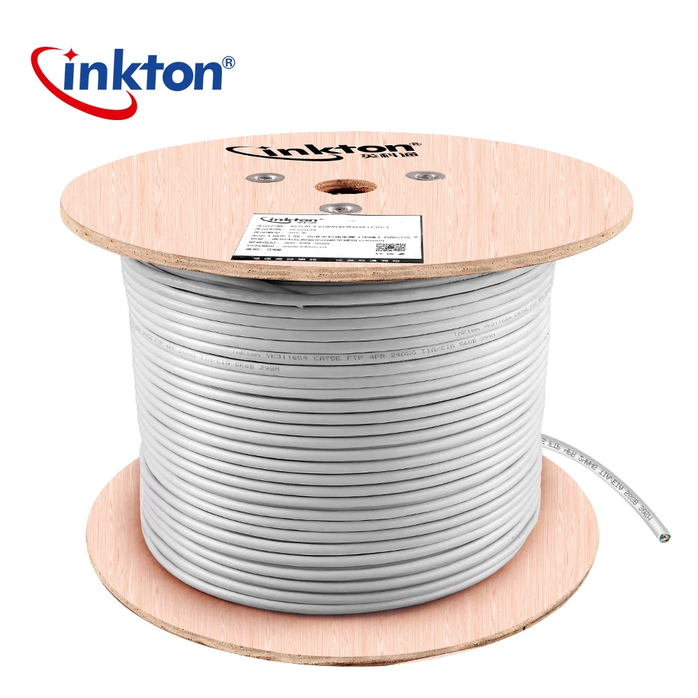 Inkton Cat5e FTP экранирующий Ethernet кабель высокоскоростной Чистый медный белый 4 пары