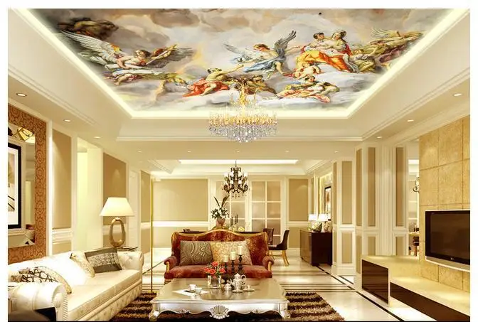 Фото Пользовательские 3d потолочные обои фрески на потолок фигура небо пейзаж
