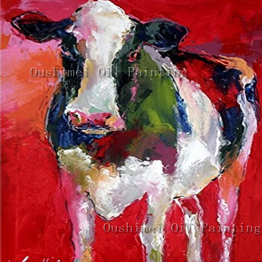 

Hand Paintd Cow Animals Oil Painting On Canvas Modern Paintings Hang Pictures Home Decor Bull Wall Art Paintings For Living Room