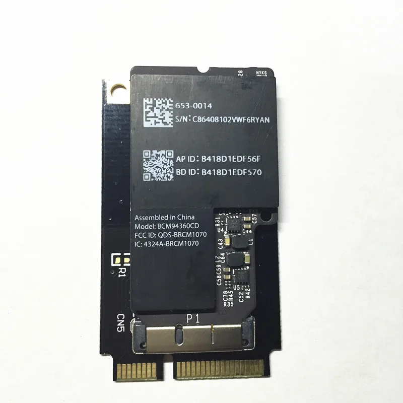 Беспроводной адаптер Broadcom BCM94360CD 802.11ac mini WLAN для Bluetooth 4,0 Mini PCI-e
Беспроводной адаптер Broadcom BCM94360CD 802.11ac mini WLAN для Bluetooth 4,0 Mini PCI-e