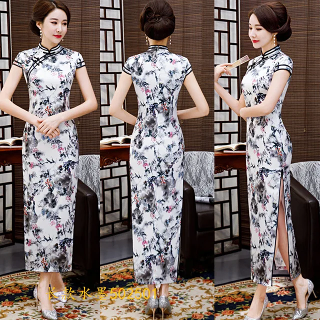 2019 Summer Long Cheongsam Novelty Chinese style Dress Womens Rayon Qipao Slim Party Dresses Lady Button Vestido Size S-4XL
2019 Summer Long Cheongsam Novelty Chinese style Dress Womens Rayon Qipao Slim Party Dresses Lady Button Vestido Size S-4XL