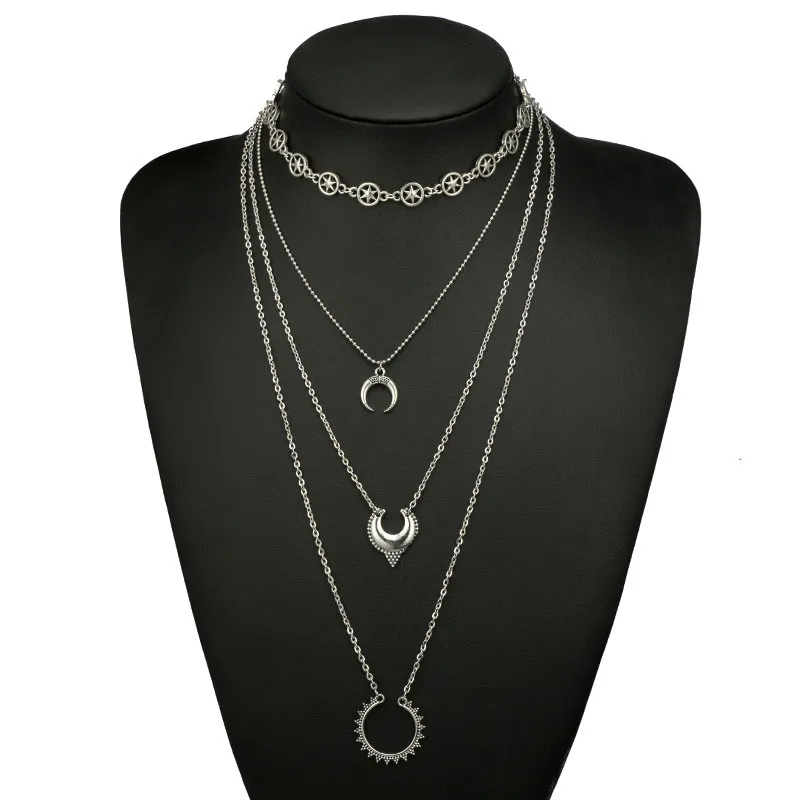Bohemian Multi-Layer Horn Gears Wheels Pendant Necklace Individuality Silver Color Chain Necklace For Women Party Gift
Bohemian Multi-Layer Horn Gears Wheels Pendant Necklace Individuality Silver Color Chain Necklace For Women Party Gift