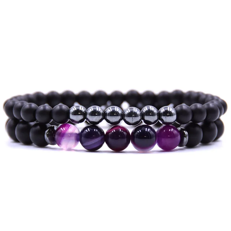 HONEYYIYI Couple Bracelets & Bangles 2pcs/set Matte Stone Beads For Women Yoga Bracelet Men Jewelry Pulseras | Украшения и
