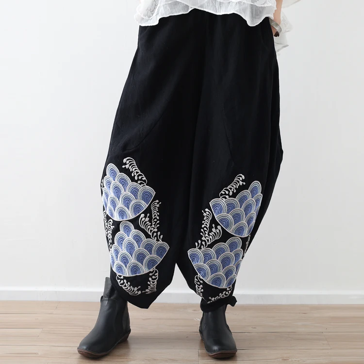 2018 Wide Leg Femme Pantalones Mujer Trousers Women Autumn Spring Mexico Style Ethnic Vintage long black flowers Embroidery Pant
2018 Wide Leg Femme Pantalones Mujer Trousers Women Autumn Spring Mexico Style Ethnic Vintage long black flowers Embroidery Pant