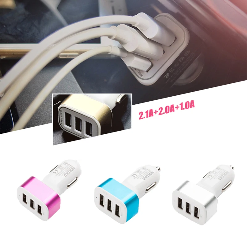 Автомобильное зарядное устройство USB 3 порта для телефона адаптер гнездо 2A 2.1A 1A