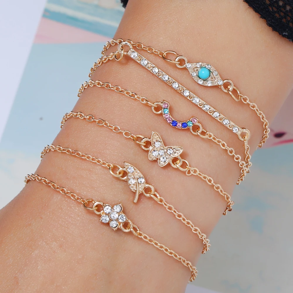 6PCS/Set Bohemian Blue Charm Bracelets Bangles For Women Fashion Gold Color Strand Bracelets Sets Femme Jewelry Party Gifts
6PCS/Set Bohemian Blue Charm Bracelets Bangles For Women Fashion Gold Color Strand Bracelets Sets Femme Jewelry Party Gifts