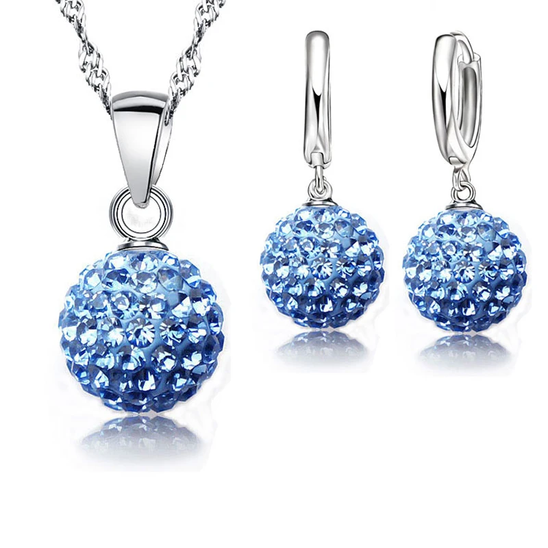 925 Silver Jewelry Sets Rhinstone CZ Crystal Disco Ball Pendant Necklace Earrings For Women Gift Wedding Accessories
925 Silver Jewelry Sets Rhinstone CZ Crystal Disco Ball Pendant Necklace Earrings For Women Gift Wedding Accessories
