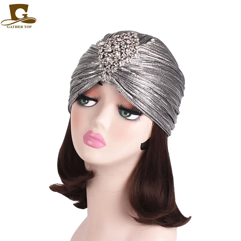 New Luxury Diamante Metallic Shinny Ruffle Turban Hat Head Wrap Women Marriage Cap with Jewelry Chemo Cancer Hair Loss Cap
New Luxury Diamante Metallic Shinny Ruffle Turban Hat Head Wrap Women Marriage Cap with Jewelry Chemo Cancer Hair Loss Cap