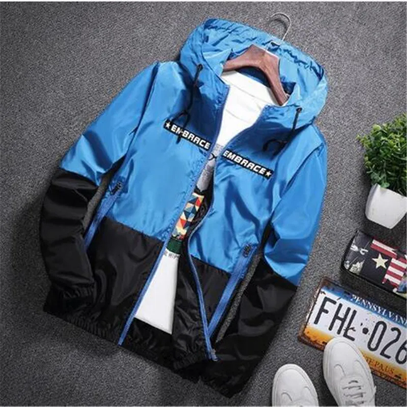 New Spring Autumn Bomber Hooded Jacket Men Casual Slim Patchwork Windbreaker Jacket Male Outwear Zipper Thin Coat Brand Clothing
New Spring Autumn Bomber Hooded Jacket Men Casual Slim Patchwork Windbreaker Jacket Male Outwear Zipper Thin Coat Brand Clothing