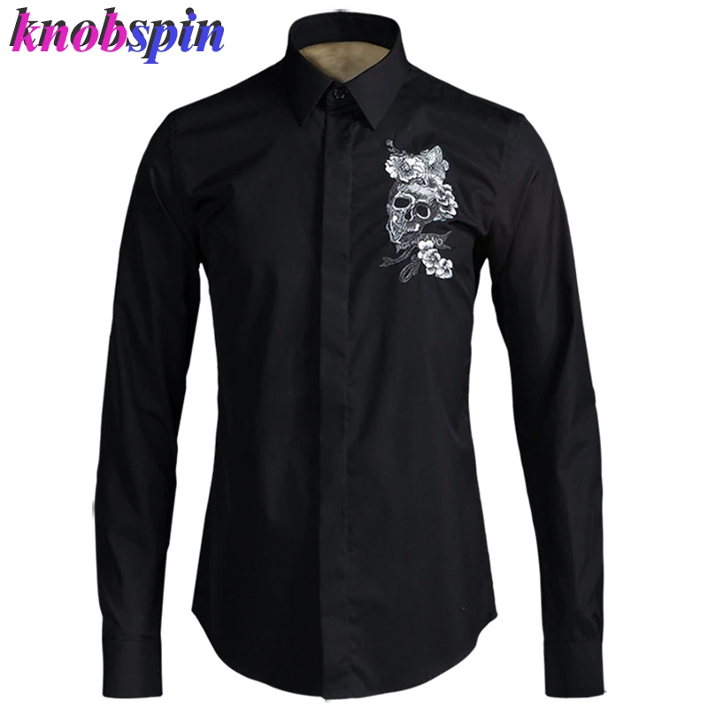 Skull Flower Embroidery Men Shirt 2019 Classic Fashion Business male Dress Shirts Slim Casual full sleeve Solid color Camisas
Skull Flower Embroidery Men Shirt 2019 Classic Fashion Business male Dress Shirts Slim Casual full sleeve Solid color Camisas