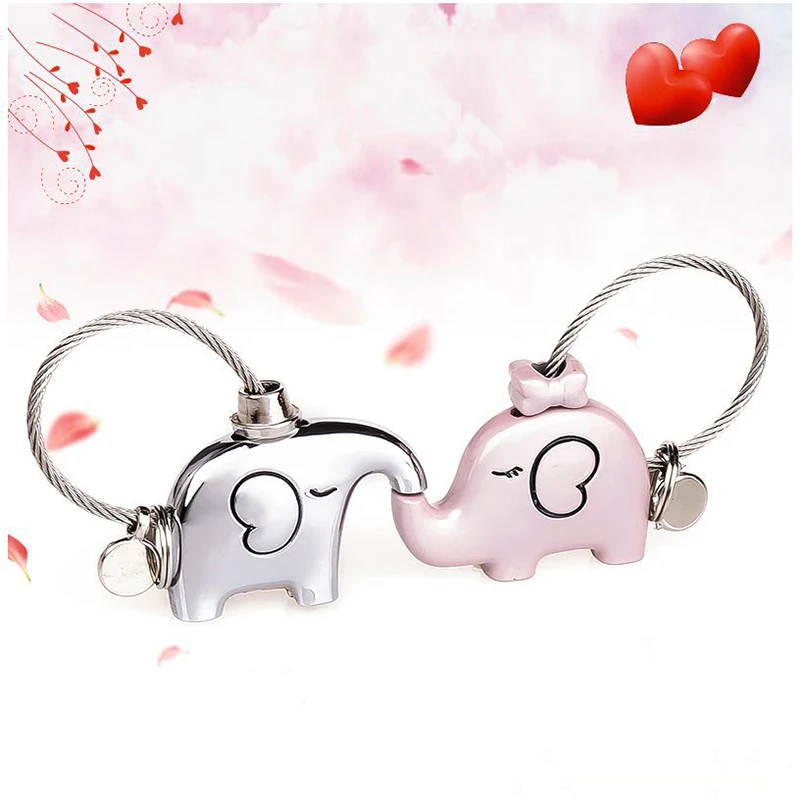 Брелок VJ 3D Sweet Kissing Cute Elephant для пар металлический брелок ключей украшение подарка