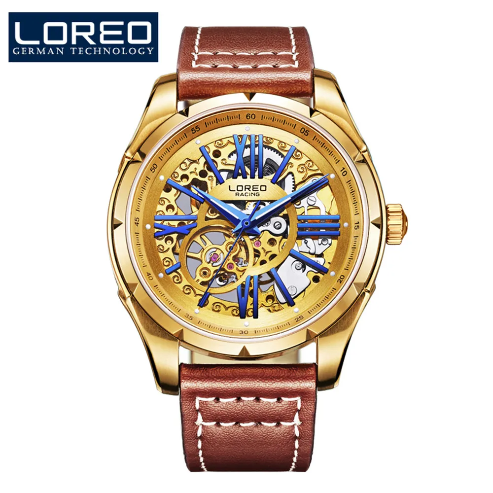LOREO New Golden Skeleton Clock Male Mechanical Watches for Men Top Brand Luxury Brown Genuine Leather Belt Luminous Automatic
LOREO New Golden Skeleton Clock Male Mechanical Watches for Men Top Brand Luxury Brown Genuine Leather Belt Luminous Automatic