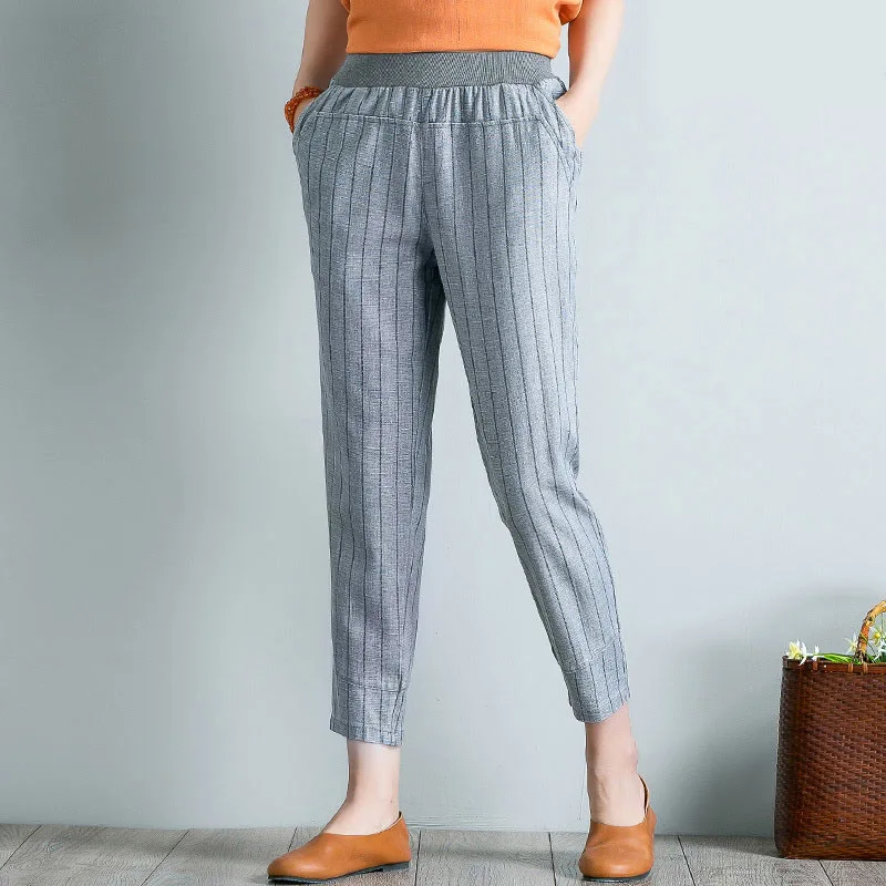 Female linen harem pants loose striped casual pants mother pants summer thin section elastic waist plus size cotton linen pants
Female linen harem pants loose striped casual pants mother pants summer thin section elastic waist plus size cotton linen pants