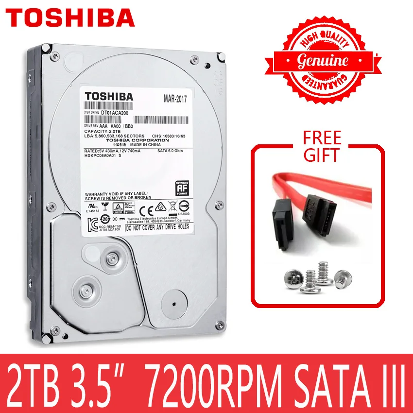 

TOSHIBA 2TB Hard Drive Disk 2000GB 2 TB Internal HD HDD Harddisk 7200 RPM 64M Cache 3.5" 35 SATA III for Desktop PC Computer