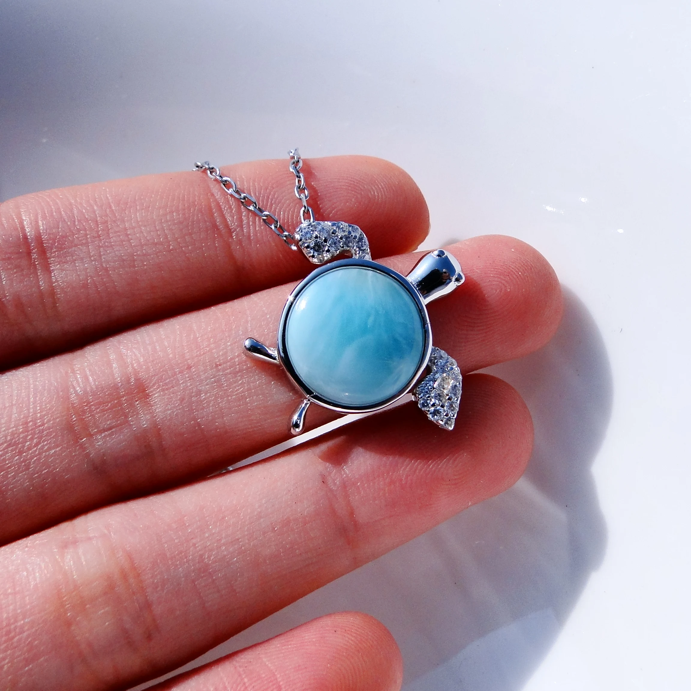 New Arrivals 925 Sterling Silver Jewelry Natural Larimar Sea Turtle Pendant Necklace For Engagement / Party / Gift/ Wedding
New Arrivals 925 Sterling Silver Jewelry Natural Larimar Sea Turtle Pendant Necklace For Engagement / Party / Gift/ Wedding