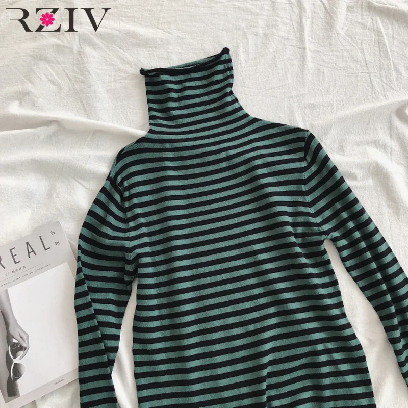 RZIV autumn female sweater casual striped long-sleeved high-necked sweater Slim
RZIV autumn female sweater casual striped long-sleeved high-necked sweater Slim