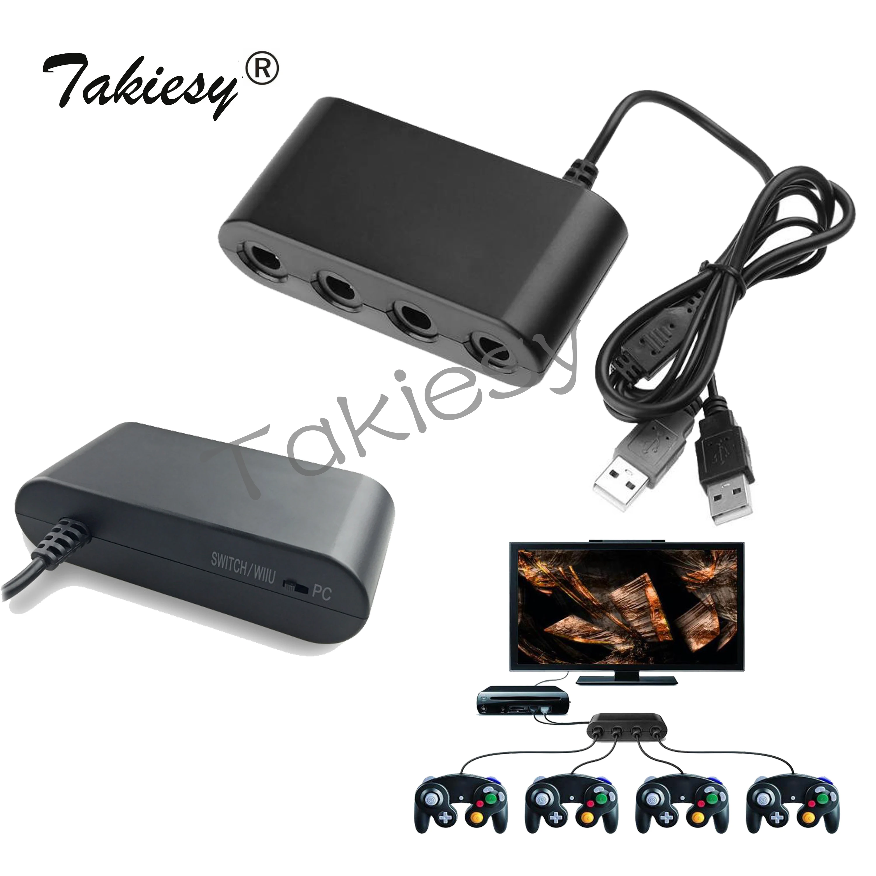 4 порта для игрового Куба GC WiiU PC USB контроллера Nintendo Switch адаптер конвертер Windows 7/8 XP