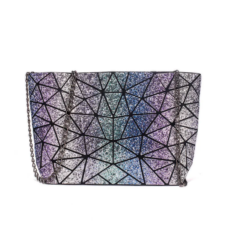 Фото Женская сумка на плечо с цепочкой геометрические светящиеся сумки клатч для(Aliexpress на русском)