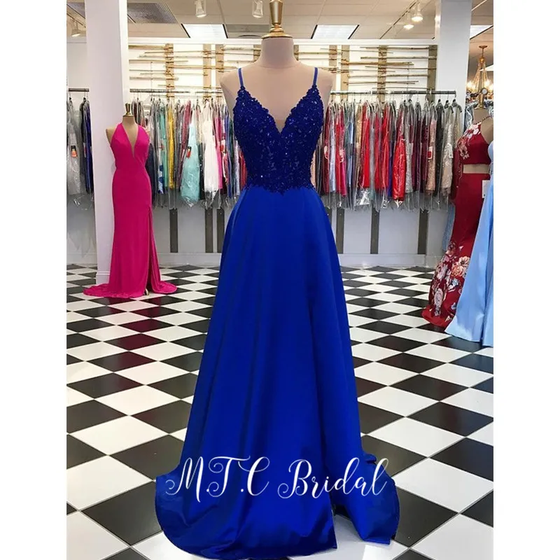 Simple Royal Blue Long Dress Evening 2019 Lace Top V Neck Spaghetti Strap Sexy Prom Gowns Vestido De Festa Cheap Women Dresses
Simple Royal Blue Long Dress Evening 2019 Lace Top V Neck Spaghetti Strap Sexy Prom Gowns Vestido De Festa Cheap Women Dresses