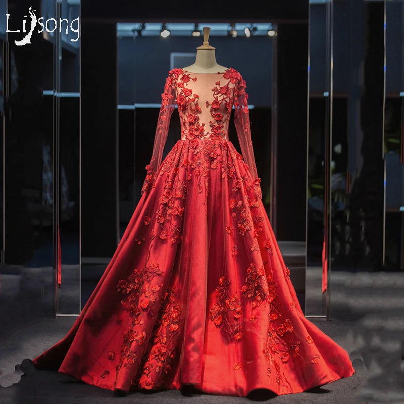 Gorgeous Floral Appliques Burgundy Evening Dress Long Sleeves See through Custom Made Womens Formal Maxi Gowns Vestidos de noiva
Gorgeous Floral Appliques Burgundy Evening Dress Long Sleeves See through Custom Made Womens Formal Maxi Gowns Vestidos de noiva