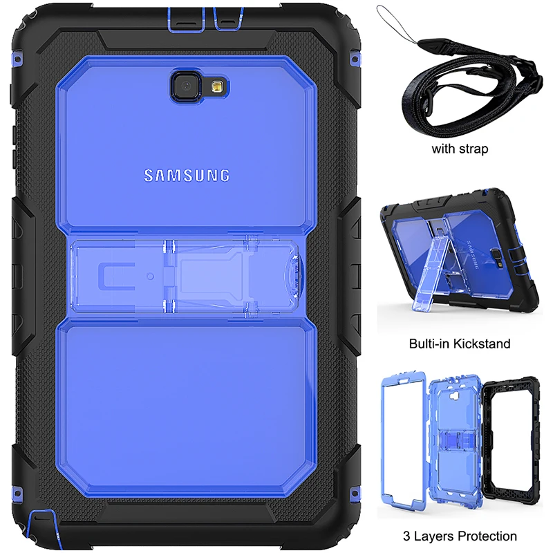 Drop Resistance Silicone Clear Back Cover Case with Shoulder Strap and Kickstand for Samsung Galaxy Tab A 10.1 (2016) T580 T585
Drop Resistance Silicone Clear Back Cover Case with Shoulder Strap and Kickstand for Samsung Galaxy Tab A 10.1 (2016) T580 T585