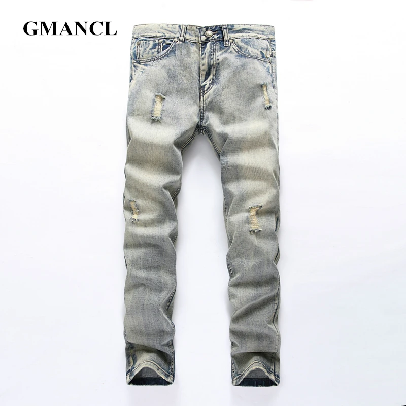 GMANCL 2017 Men Classic fashion Slim Elasticity Ripped Destroyed Jeans Hole men streetwear Retro Hip Hop Straight Denim Pants
GMANCL 2017 Men Classic fashion Slim Elasticity Ripped Destroyed Jeans Hole men streetwear Retro Hip Hop Straight Denim Pants