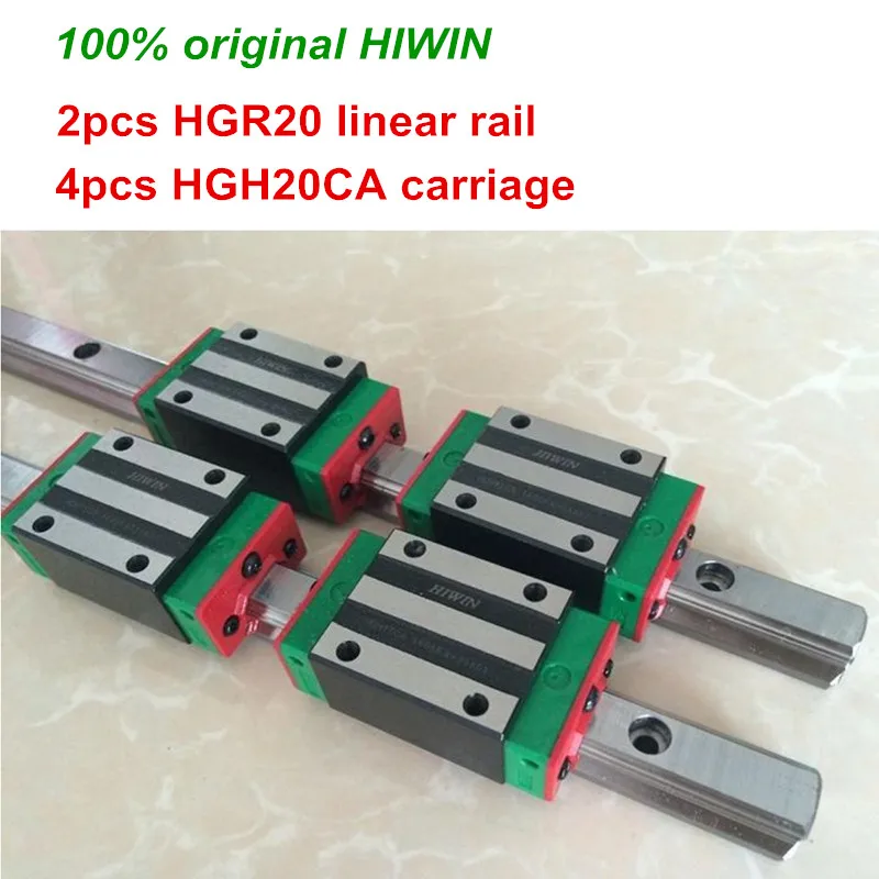 100% оригинальный HIWIN 2 шт. HGR20 200 мм 300 400 500 600 700 800 1000 линейная направляющая + 4 HGH20CA