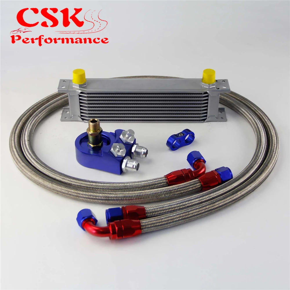 Universal 10 Row 248mm AN10 Engine Transmission Oil Cooler British Type + Aluminum Filter Adapter Kit Blue
Universal 10 Row 248mm AN10 Engine Transmission Oil Cooler British Type + Aluminum Filter Adapter Kit Blue