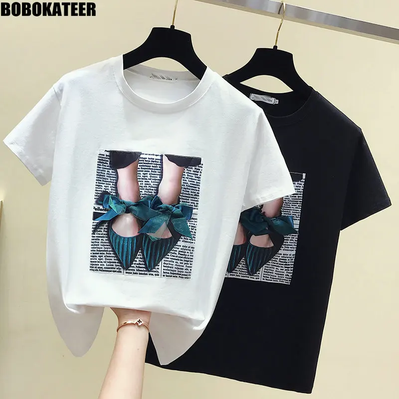 BOBOKATEER White T shirt Women Clothes New Casual Summer Tops Fashion Female T-shirt Short Sleeve Black Woman Tshirt Top 2020
BOBOKATEER White T shirt Women Clothes New Casual Summer Tops Fashion Female T-shirt Short Sleeve Black Woman Tshirt Top 2020