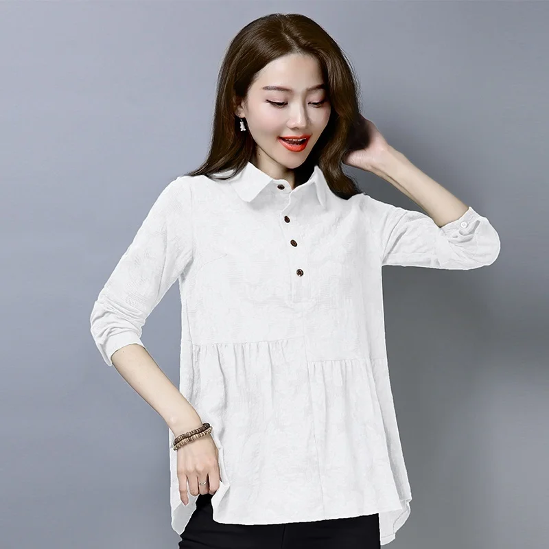 Women Casual Floral Cotton Button Linen Blouse Tunic Top Shirts Loose Casual Long Sleeve Turn-down Collar Spring Tops 904-A992
Women Casual Floral Cotton Button Linen Blouse Tunic Top Shirts Loose Casual Long Sleeve Turn-down Collar Spring Tops 904-A992