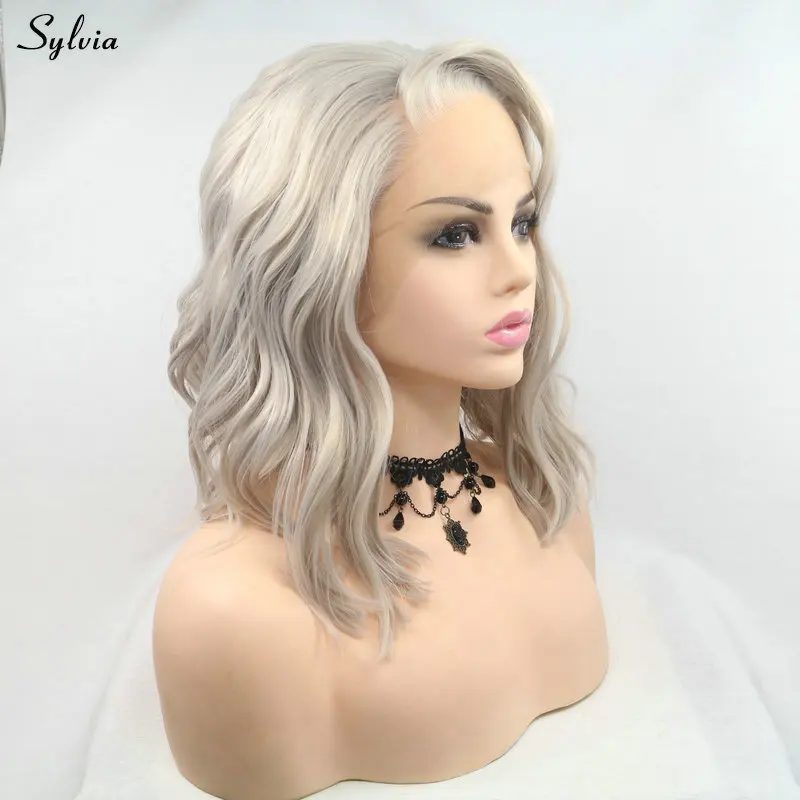 Синтетические волнистые волосы для женщин Sylvia цвет серебристый блонд короткие
