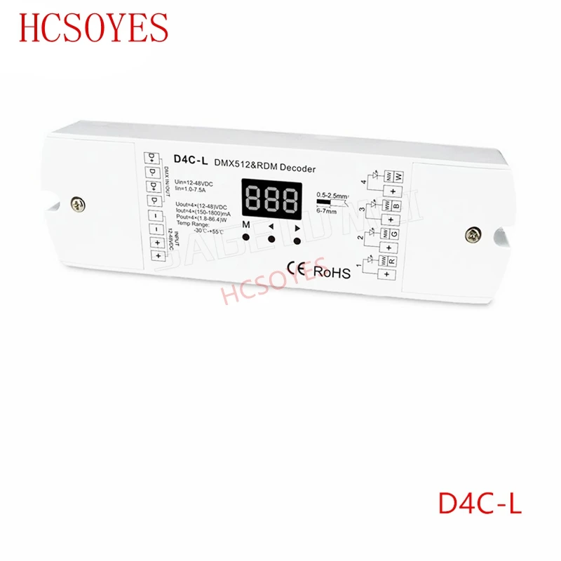 D4C-L 4CH CC DMX512 decoder 4 channel PWM current receiver DMX512 decoder led controller dmx signal driver with digital display
D4C-L 4CH CC DMX512 decoder 4 channel PWM current receiver DMX512 decoder led controller dmx signal driver with digital display