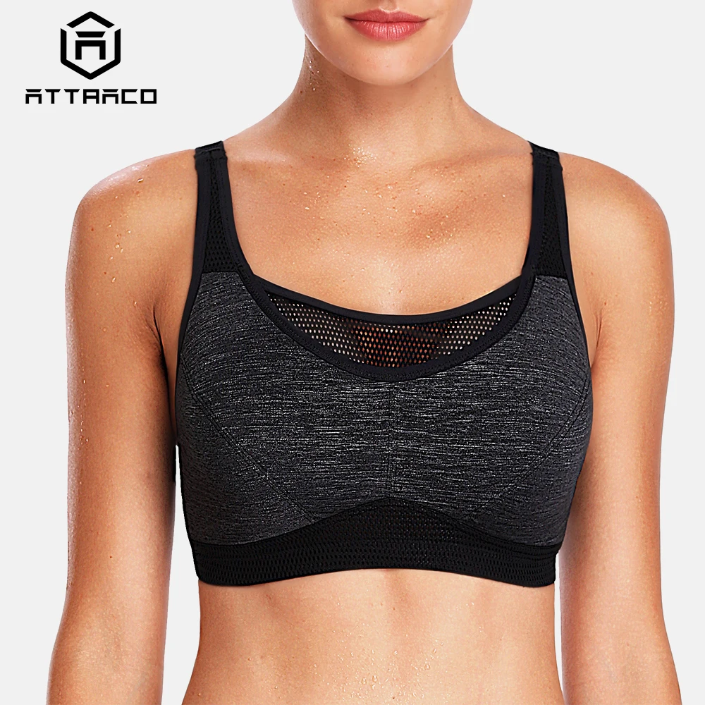 Attraco Women's Hight Impact Sports Bra Padded Support Yoga Bra Mesh Breathable Fitness Workout Racerback Sports Top
Attraco Women's Hight Impact Sports Bra Padded Support Yoga Bra Mesh Breathable Fitness Workout Racerback Sports Top
