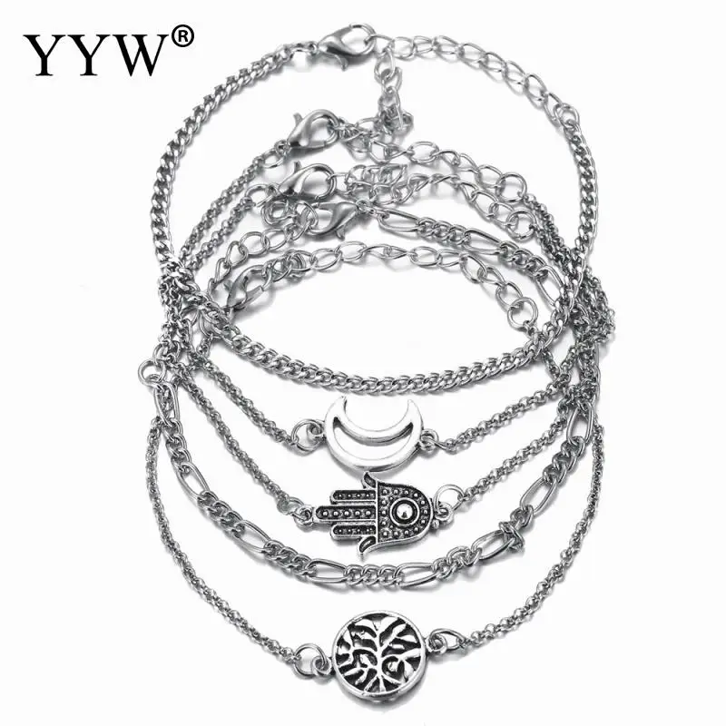 5 Pieces/Set Ethnic Moon Hand Chain Bracelet Set Fashion Sliver Color Boucle D'Oreille Femme Bracelet & Bangle Charm Jewelry
5 Pieces/Set Ethnic Moon Hand Chain Bracelet Set Fashion Sliver Color Boucle D'Oreille Femme Bracelet & Bangle Charm Jewelry