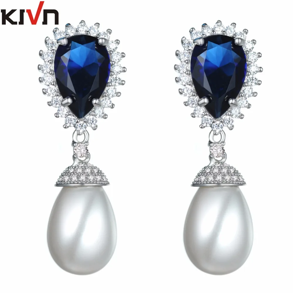 KIVN Fashion Jewelry Luxury Dangle Blue CZ Cubic Zirconia Women Girls Wedding Bridal Simulated Pearl Earrings Birthday Gifts
KIVN Fashion Jewelry Luxury Dangle Blue CZ Cubic Zirconia Women Girls Wedding Bridal Simulated Pearl Earrings Birthday Gifts