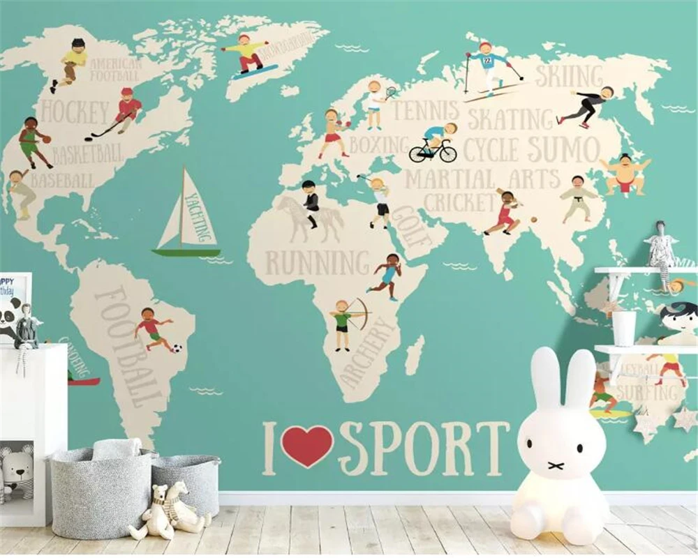 Beibehang Custom photo wallpaper mural modern cartoon sports world children's room background wall wallpaper for walls 3 d
Beibehang Custom photo wallpaper mural modern cartoon sports world children's room background wall wallpaper for walls 3 d