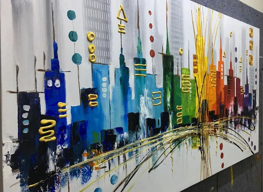 100% hand painted Cityscape Modern Oil Painting on Canvas Abstract Building Artwork Wall Art for Living Room Home Decoration
100% hand painted Cityscape Modern Oil Painting on Canvas Abstract Building Artwork Wall Art for Living Room Home Decoration