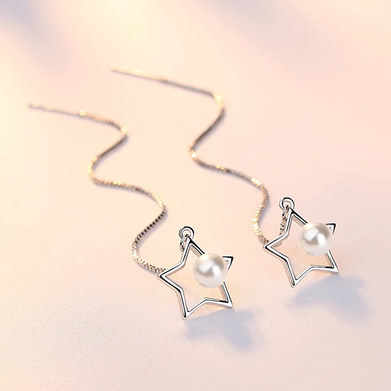 100% 925 sterling silver fashion little star pearl ladies`long stud earrings women jewelry female birthday gift cheap
100% 925 sterling silver fashion little star pearl ladies`long stud earrings women jewelry female birthday gift cheap