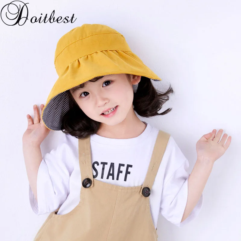 Doitbest Summer boy girls Bucket fishing Hats Sunscreen sun cap folding Double top empty Spring solid kids child fisherman hat
Doitbest Summer boy girls Bucket fishing Hats Sunscreen sun cap folding Double top empty Spring solid kids child fisherman hat