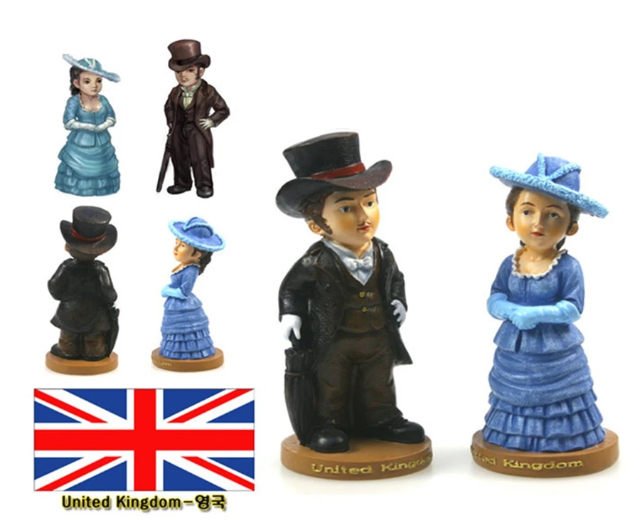 

Hand-painted United Kingdom National Costumes A Pair Of Doll Statue Resin Crafts Tourism Souvenir Gifts Collection Home Decor