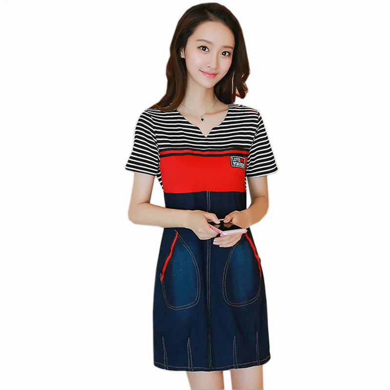 Summer Women Stitching Denim Dress Short-sleeved Female Dresses Jeans Retro Sexy Jeans Ladies Denim Dress Vestido Plus Size 5xl
Summer Women Stitching Denim Dress Short-sleeved Female Dresses Jeans Retro Sexy Jeans Ladies Denim Dress Vestido Plus Size 5xl