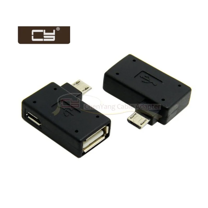 

90 Degree Left Angled Micro USB 2.0 OTG Host Adapter with USB Power for Galaxy S3 S4 S5 Note2 Note3 Cell Phone & Tablet