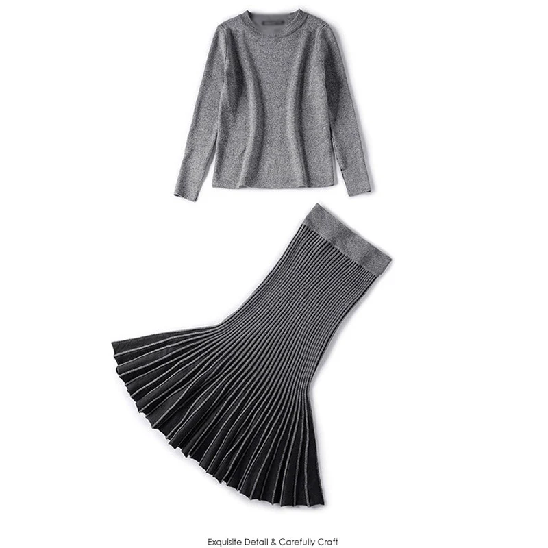 Simple fashion Autumn women's knit Top and Skirt Two pieces suit Temperament Sweater top and pleated skirt Two-piece suit
Simple fashion Autumn women's knit Top and Skirt Two pieces suit Temperament Sweater top and pleated skirt Two-piece suit