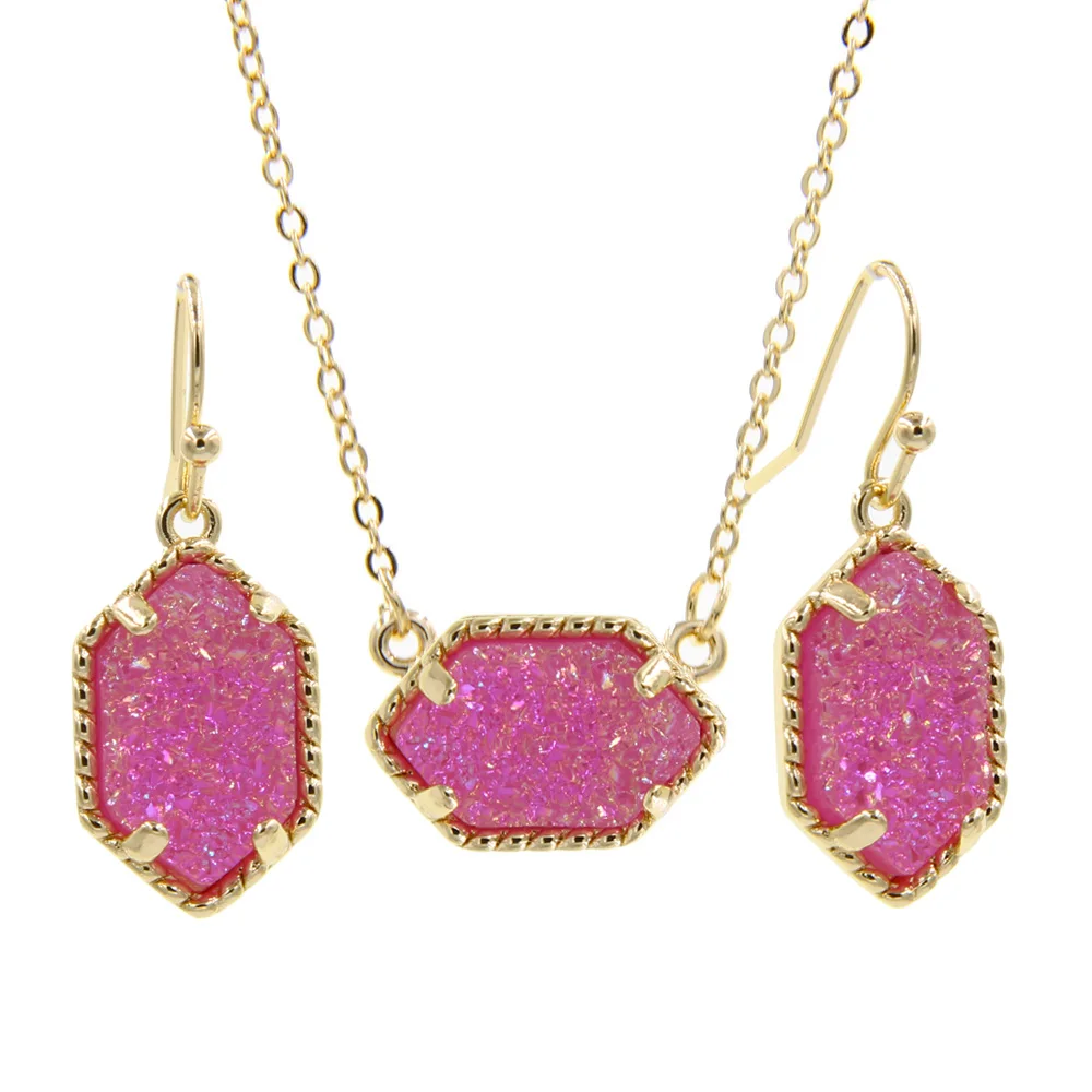 Gold Color Mini Iridescent Drusy Pendant Necklace With Drop Earrings Fashion Jewelry Sets
Gold Color Mini Iridescent Drusy Pendant Necklace With Drop Earrings Fashion Jewelry Sets